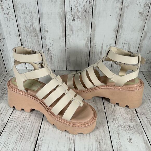 Dolce Vita Womens Galore Buckle Heel Gladiator Ivory Sandals Shoes 8.5 - Picture 6 of 10